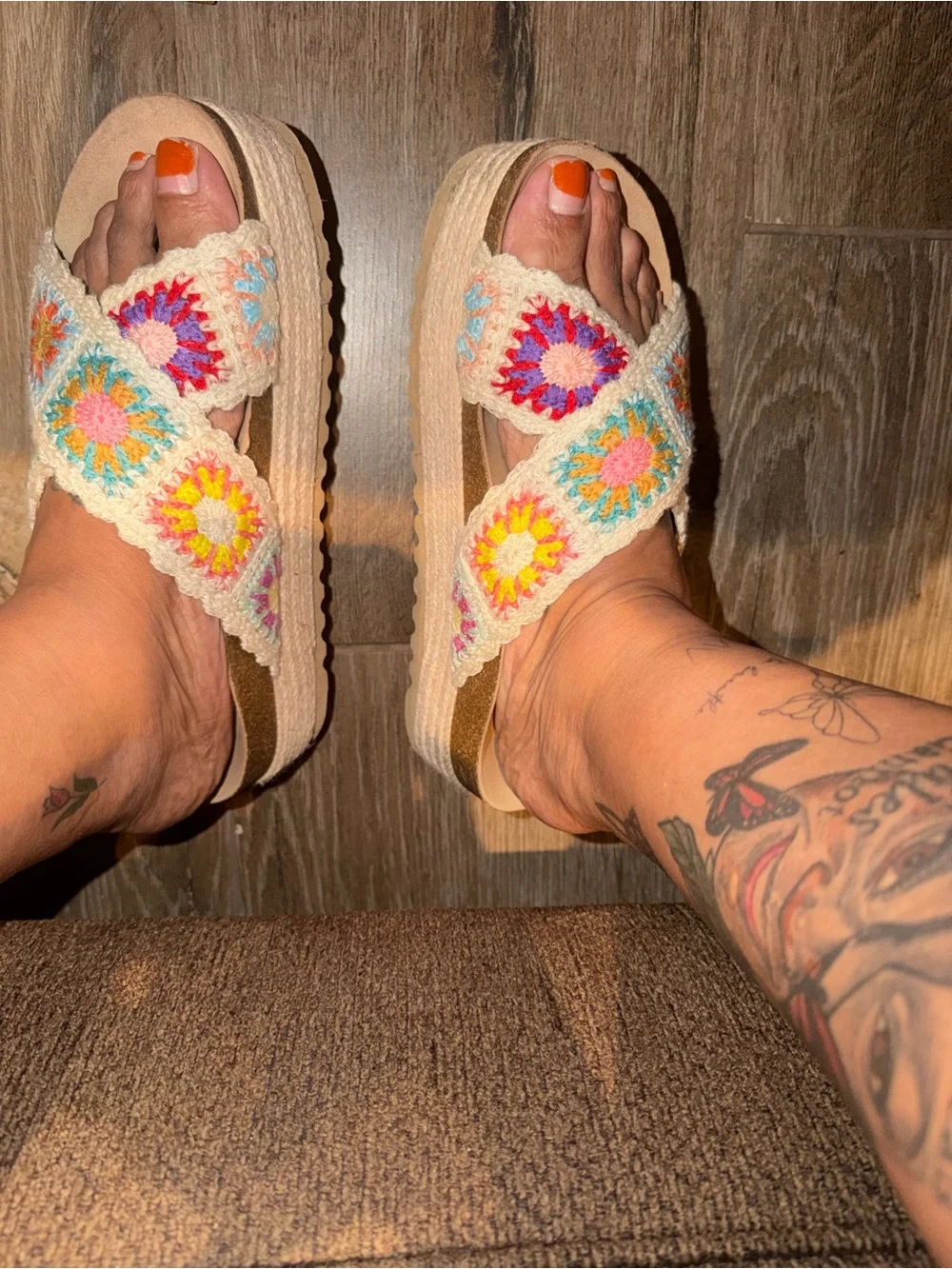 Dirty Laundry Natural Crochet Multi Platform Slide Sandal